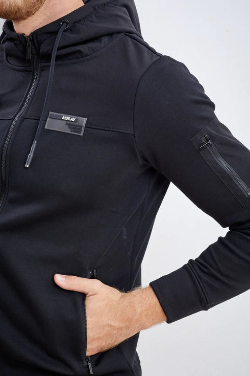 Replay Jacket for man ריפלי ג'ינס קפוצ'ון פול זיפ בצבע שחור